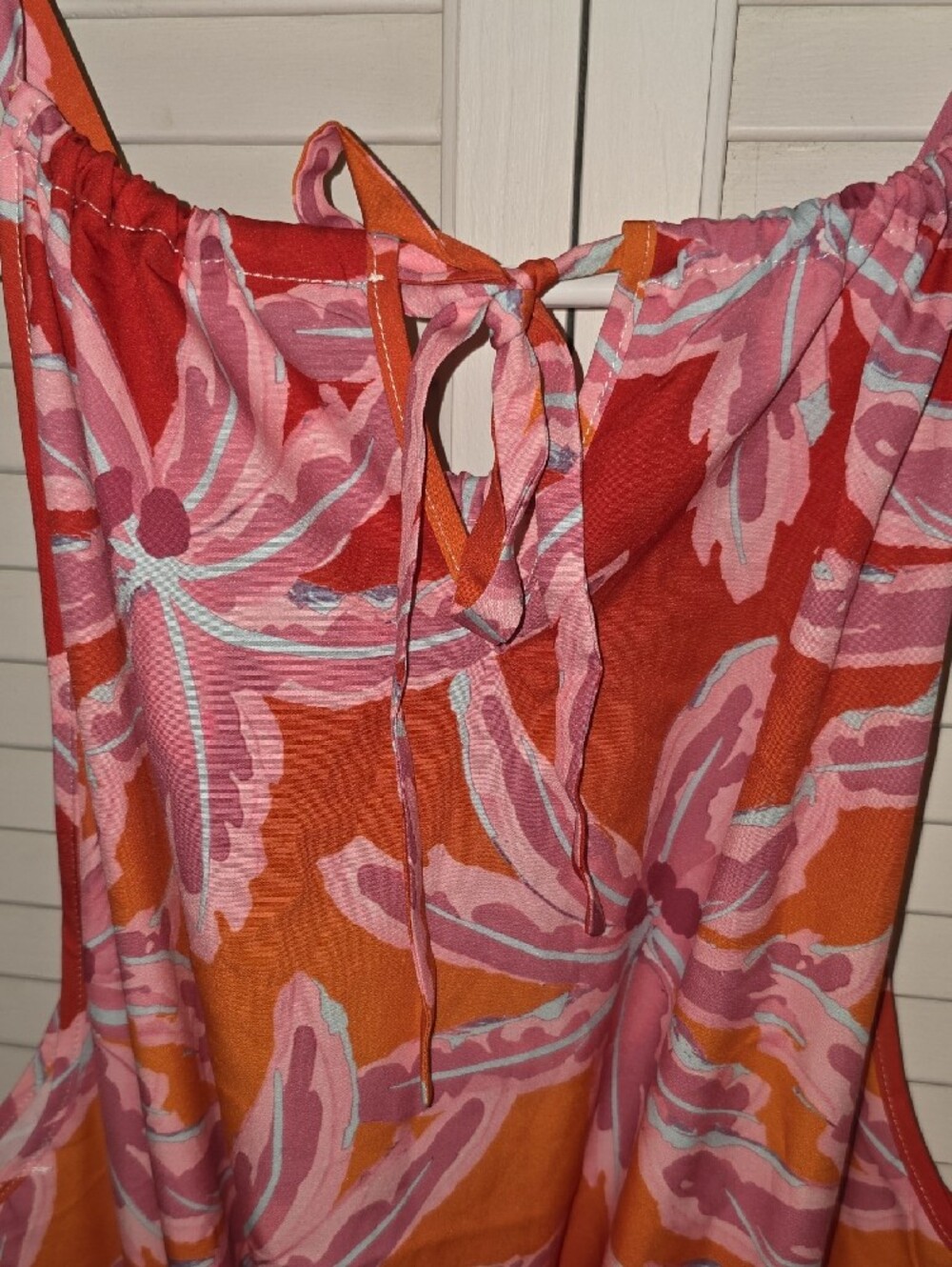 NWT Orange Floral Halter Maxi Dress, Tie Waist and Pockets! - Picture 3 of 5
